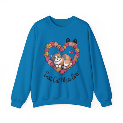 Best Cat Mom Ever Sweatshirt, Cozy Cat Lover Gift, Mother's Day Apparel, Pet Owner Sweatshirt, Cute Gift for Cat Moms, Yarn Themed