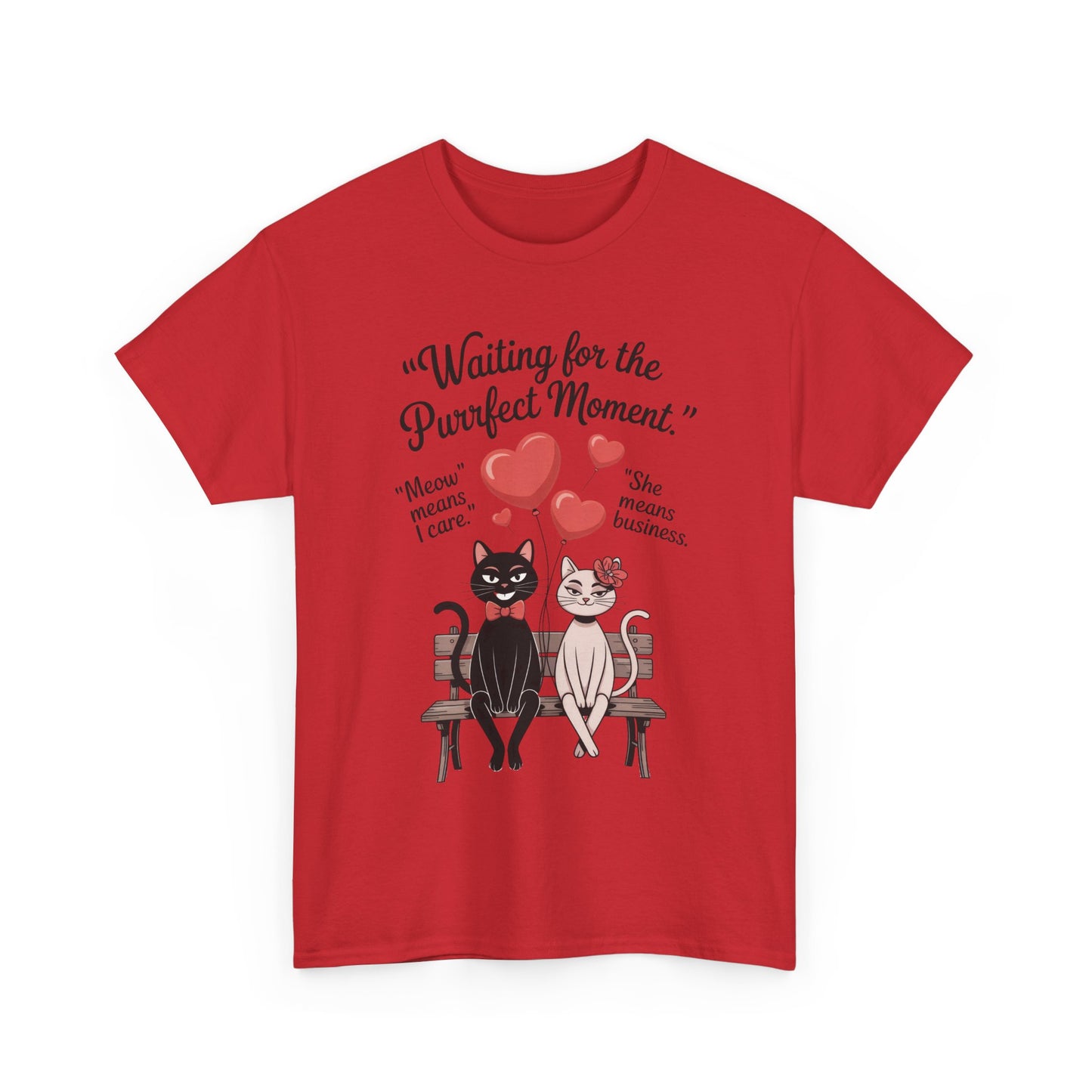 Cute Cat Lovers Tee, Womens Heavy Cotton Tee for Pet Owners, Funny Cat Shirt, Gift for Cat Lovers, Casual T-Shirt, Animal Art Tee