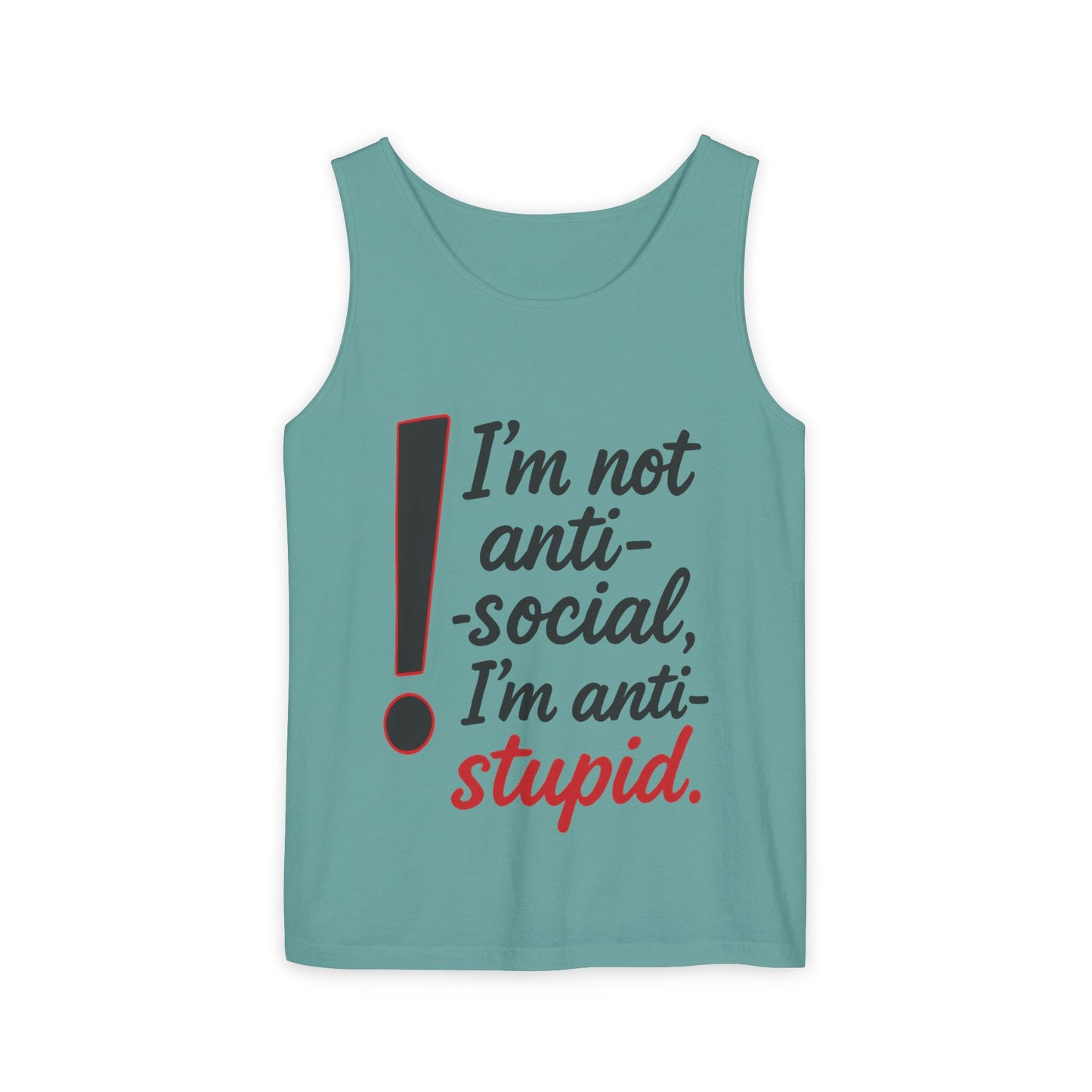 Snarky Anti-Social Mens Tank Top, Funny Summer Apparel, Mens Gift, Beachwear, Humorous Mens Tee, Graphic Tee for Introverts & Thinkers