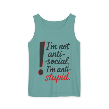 Snarky Anti-Social Mens Tank Top, Funny Summer Apparel, Mens Gift, Beachwear, Humorous Mens Tee, Graphic Tee for Introverts & Thinkers