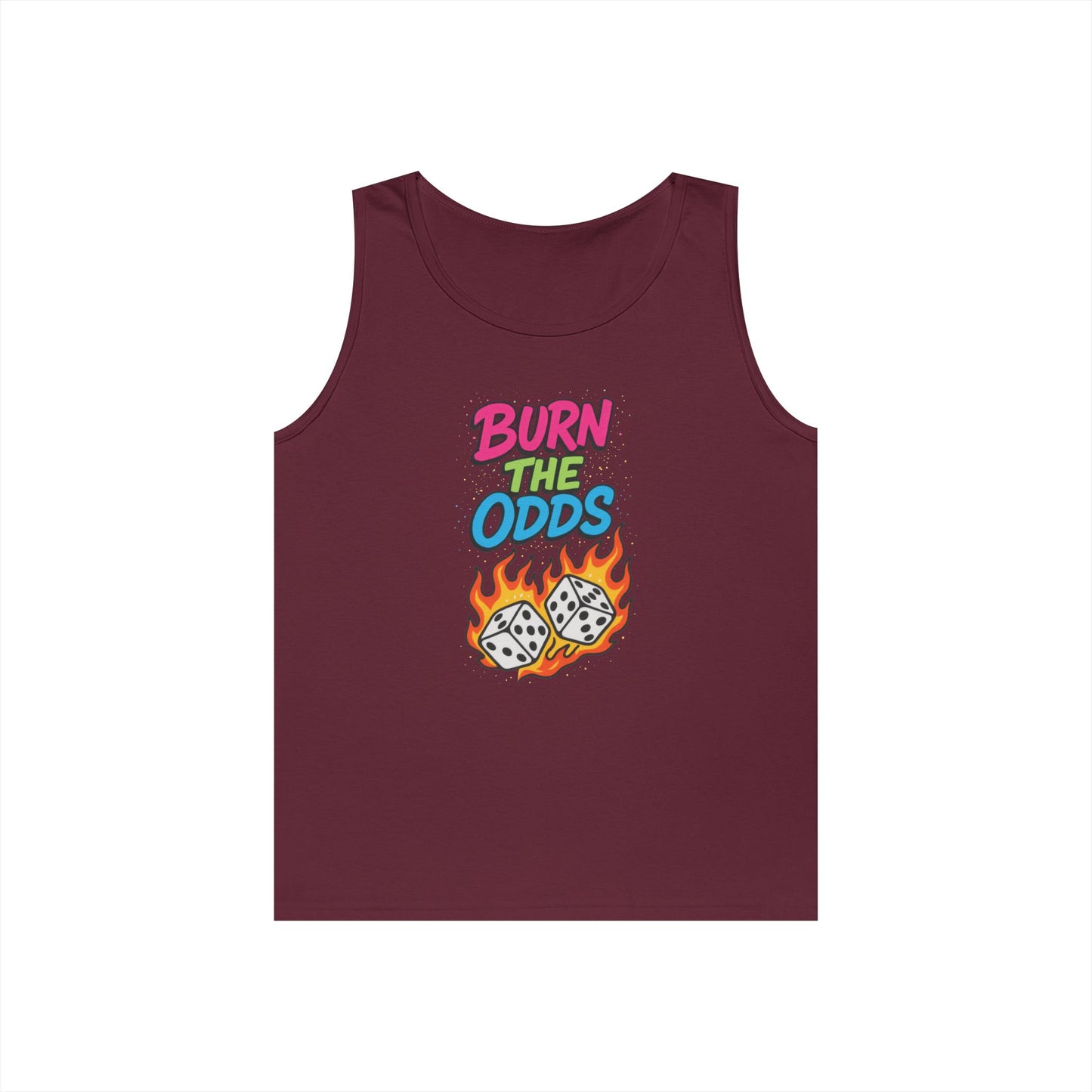 Burn the Odds Tank Top, Casual Summer Wear, Gaming Gift, Dice Design Tee, Gift for Gamers, Funny Tank, Perfect for Parties