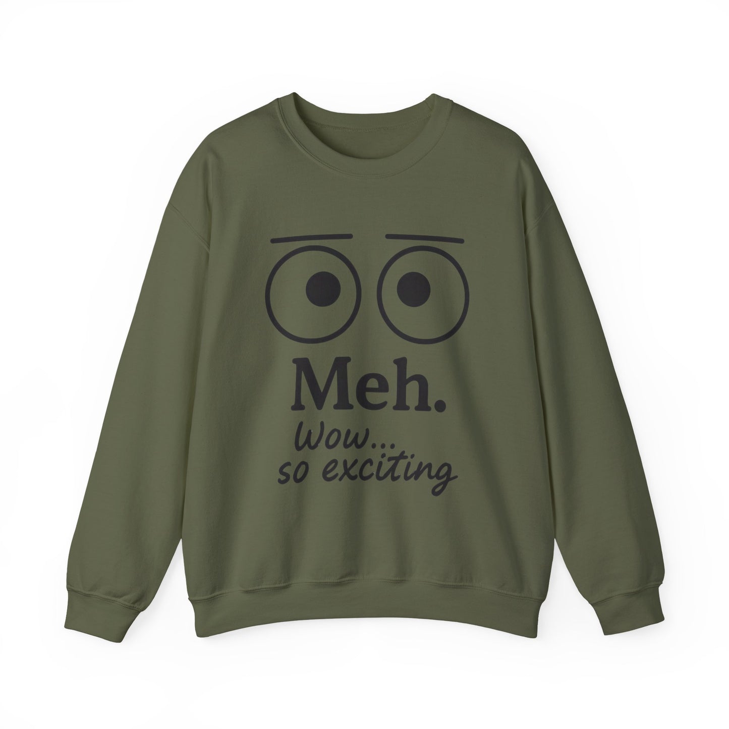Mens Heavy Blend Crewneck with 'Meh' Design, Comfortable Apparel for Everyday Wear, Perfect for Relaxing