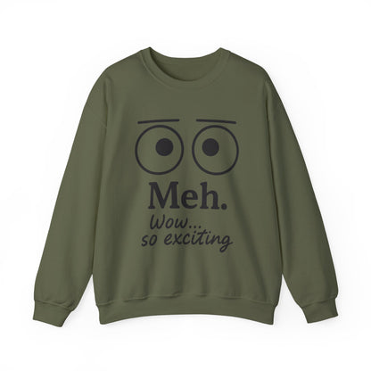 Mens Heavy Blend Crewneck with 'Meh' Design, Comfortable Apparel for Everyday Wear, Perfect for Relaxing