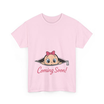 Coming Soon Maternity T-Shirt, Cute Baby Girl Pregnancy Announcement Shirt, Expecting Mom Gift, Gender Reveal Tee, Baby Shower Gift