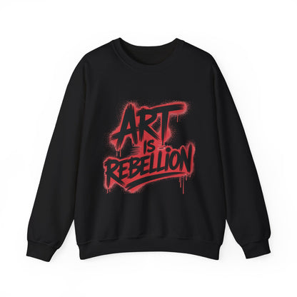 Men'sHeavy Blend™ Crewneck Sweatshirt, Art Is Rebellion Men's Crewneck Sweatshirt, Graffiti Street Art Pullover, Urban Rebellion Streetwear