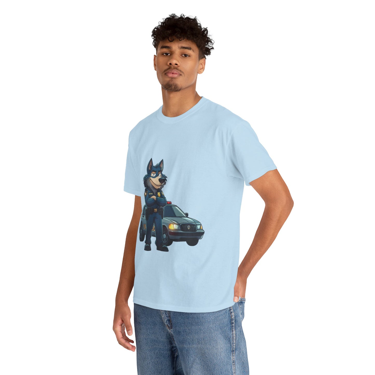 Cool Police Wolf Cartoon Shirt, Funny Cop Animal Graphic Tee,  Law Enforcement Gift T-Shirt, Tee for Dog Lovers, Gifts for Police Week