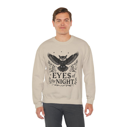 Eyes of the Night Owl Sweatshirt, Mens Dark Gothic Sweatshirt, Mysterious Owl Graphic Pullover, Forest Bird of Night Design, Halloween Gift