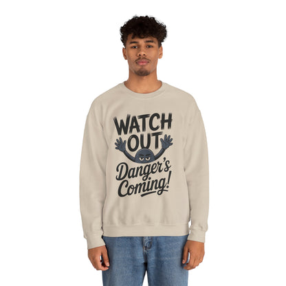 Mens Casual Crewneck Sweatshirt with Warning Message, Funny Gift for Friends, Cozy Layer for Everyone, Great for Halloween, Fall