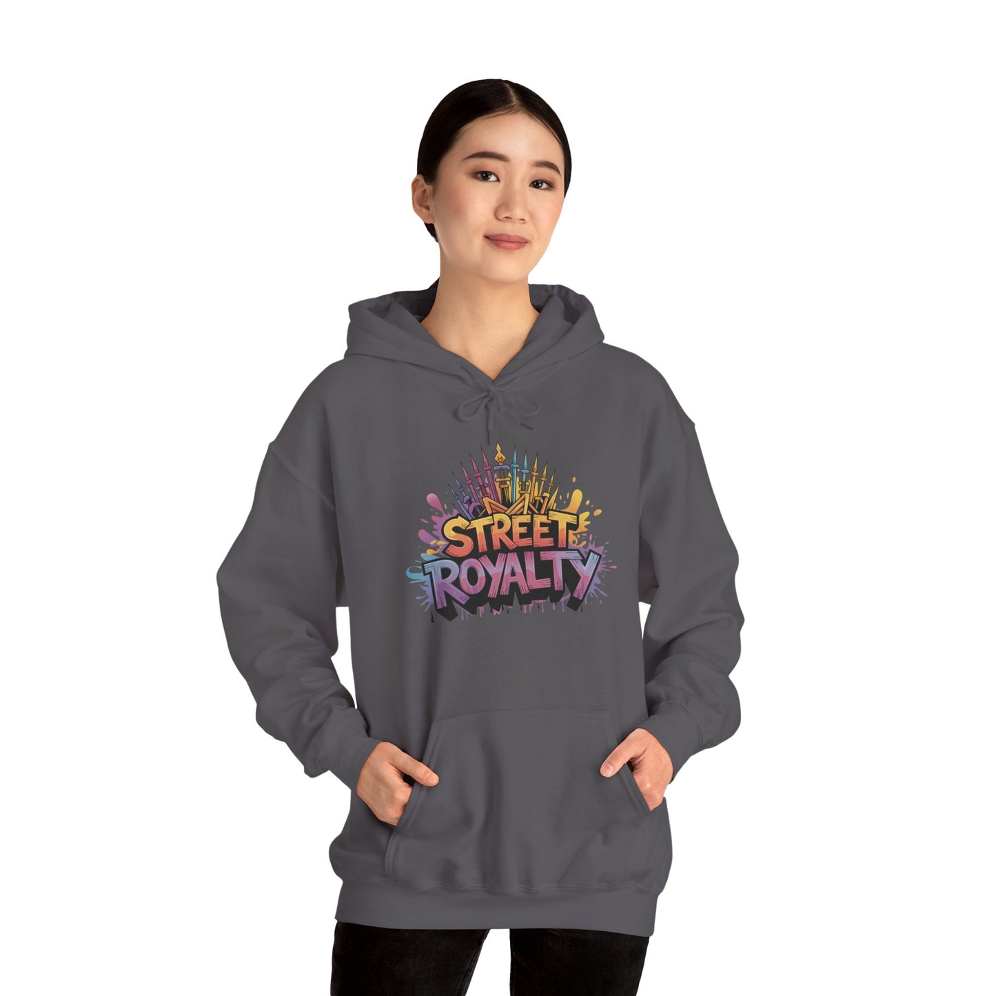 Street Royalty Women's Hoodie, Graffiti Crown Graphic Pullover, Urban Streetwear Sweatshirt for Girls