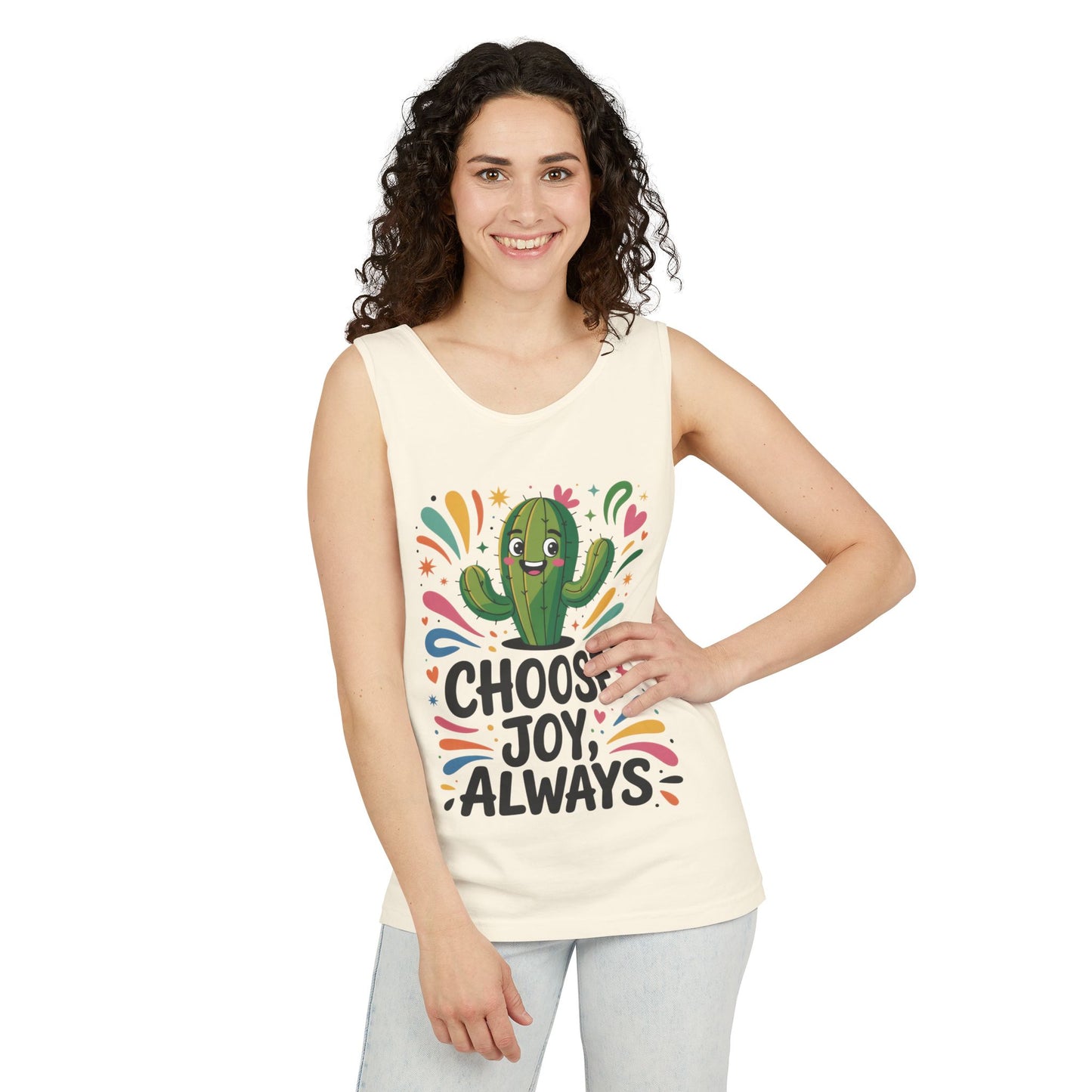 Joyful Cactus Womens Tank Top, Choose Joy Always, Summer Tank, Casual Wear, Gift for Friends, Trendy Top, Vacation Outfit