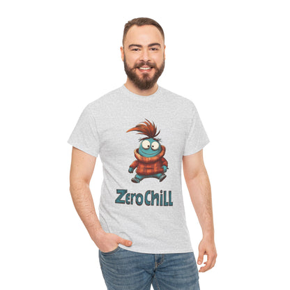 Zero Chill Funny Cartoon Character Tee, Quirky Cute Monster Shirt, Chill Vibes Humor Gift, Fun Cartoon T-Shirt, Chill Vibe Shirt