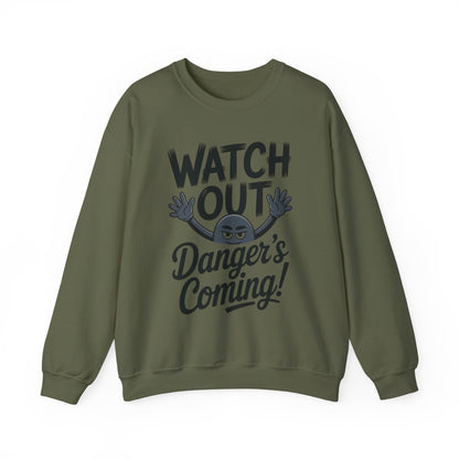 Mens Casual Crewneck Sweatshirt with Warning Message, Funny Gift for Friends, Cozy Layer for Everyone, Great for Halloween, Fall