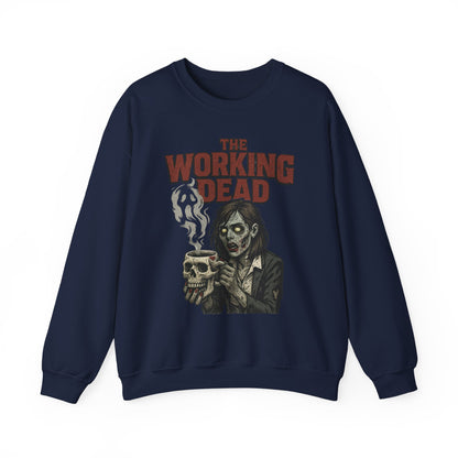 The Working Dead Women's Zombie Sweatshirt, Halloween Zombie Top, Work Humor Sweatshirt, Women's Heavy Blend™ Crewneck Sweatshirt