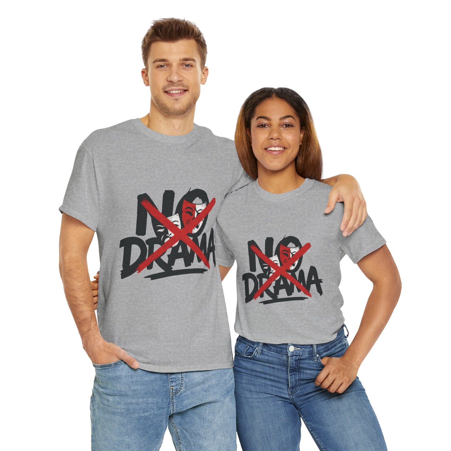 No Drama Unisex Heavy Cotton Tee, Casual Shirt, Gift for Friends, Relaxed Fit, Comfort Wear, Everyday Style