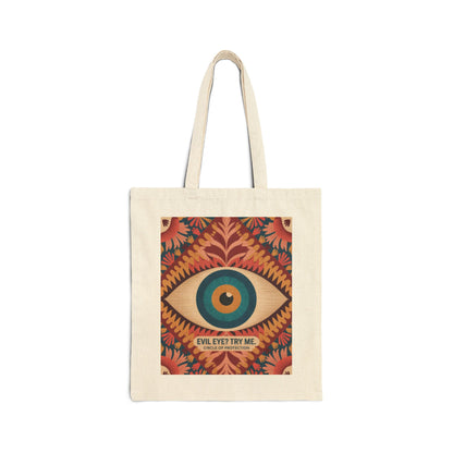 Vibrant Eye Design Canvas Tote Bag, Boho Shopper, Eco-Friendly Grocery Bag, Gift for Art Lovers, Sustainable Fashion
