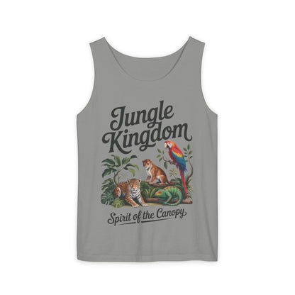 Jungle Kingdom Tank Top, Womens Garment-Dyed Sleeveless Shirt, Spirit of the Canopy Tee, Summer Outfit, Eco-Friendly Casual Wear