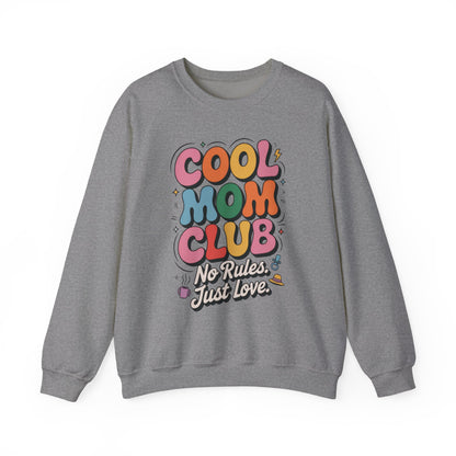 Cool Mom Club Sweatshirt, Gift for Moms, Mother's Day, No Rules Just Love, Retro Colorful Unisex Heavy Blend Crewneck