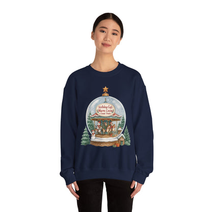 Holiday Café Christmas Sweatshirt, Warm Cocoa Snow Globe Pullover