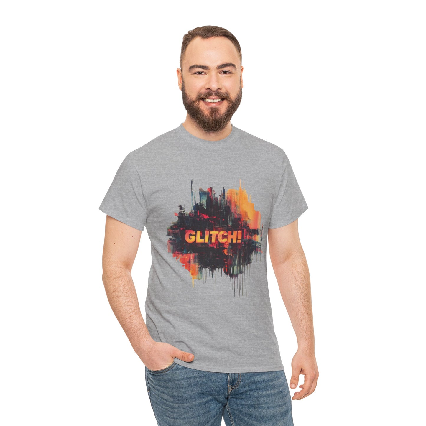 Glitch Art Unisex Heavy Cotton Tee, Trendy Graphic Top, Gift for Tech Lovers, Abstract Street Style Graphic Tee,Techcore Aesthetic Shirt