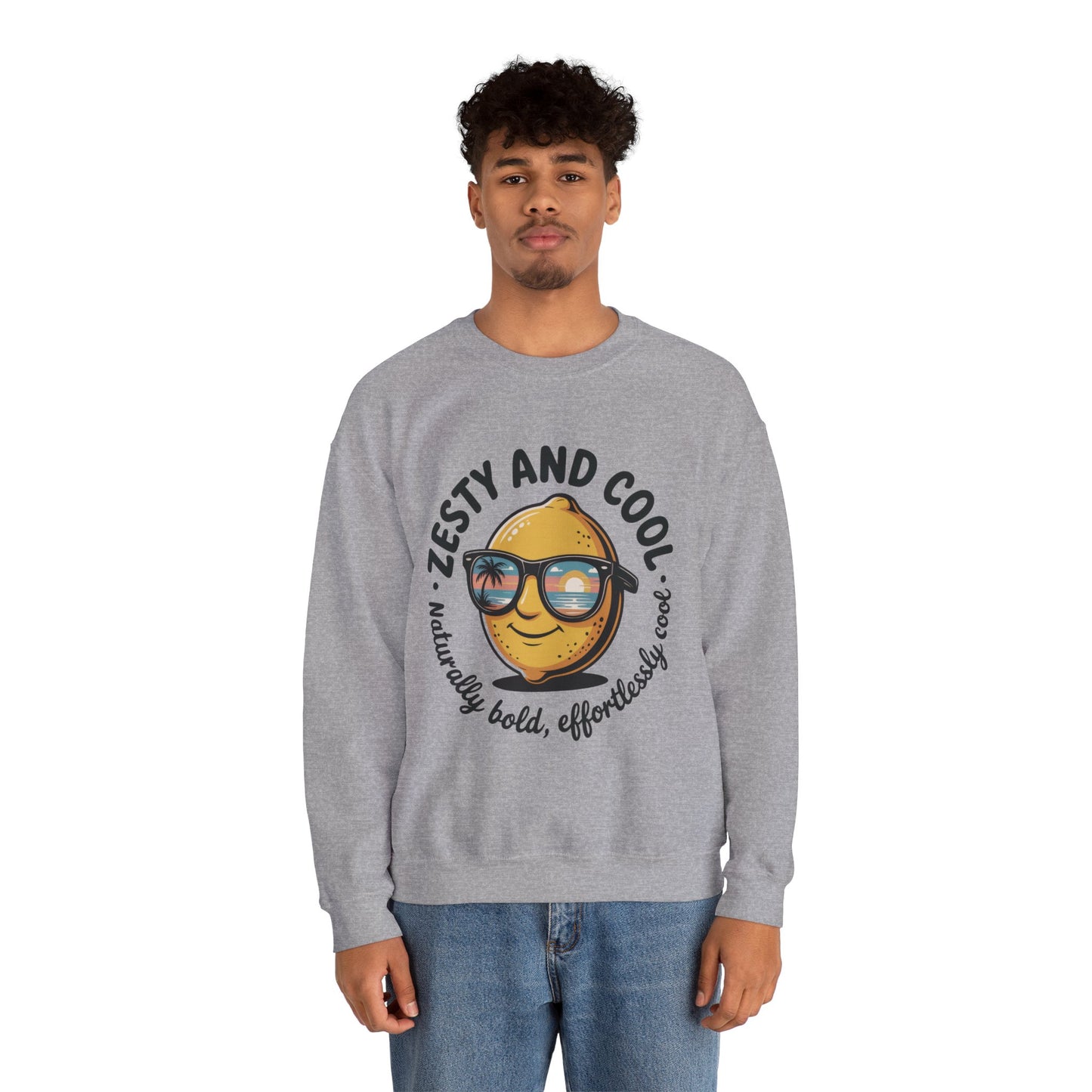 Zesty Lemon Mens Crewneck Sweatshirt - Fun Gift for Friends, Cool Casual Style, Summer Vibes, Mens Graphic Apparel, Perfect for Relaxing