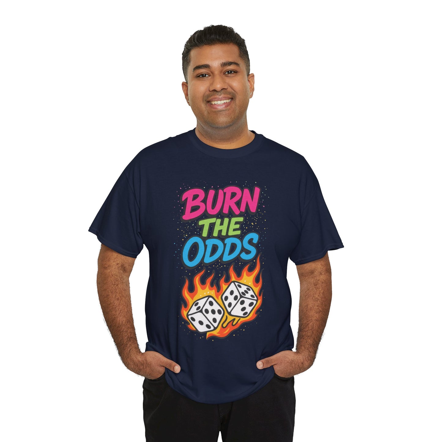 Burn the Odds Graphic Tee | Cool Casual Wear, Gaming Shirt, Unisex Cotton Tee, Dice Design T-Shirt, Gift for Gamers