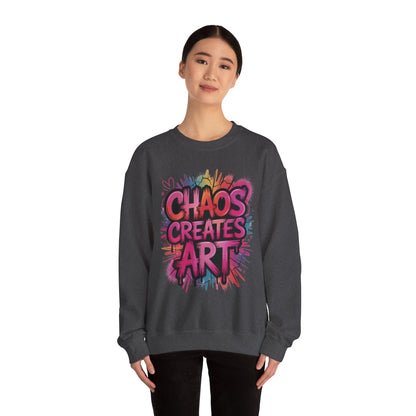 Women's Heavy Blend™ Crewneck Sweatshirt, Chaos Creates Art Graffiti Sweatshirt, Streetwear Sweatshirt