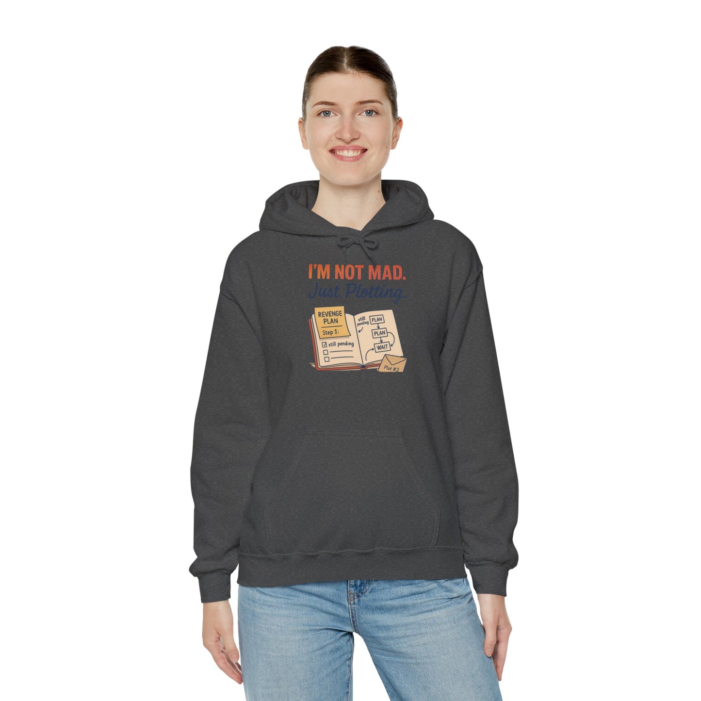 Sarcastic Womens Hoodie, Im Not Mad Just Plotting, Funny Passive Aggressive Sweatshirt Gift, Plotting Humor Hooded Womens Sweatshirt