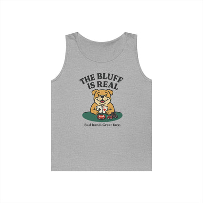 Funny Dog Poker Tank Top, The Bluff is Real Tee, Animal Lover Gift, Unisex Casino Humor Gift, Poker Night Apparel, Cute Pet Humor T-Shirt