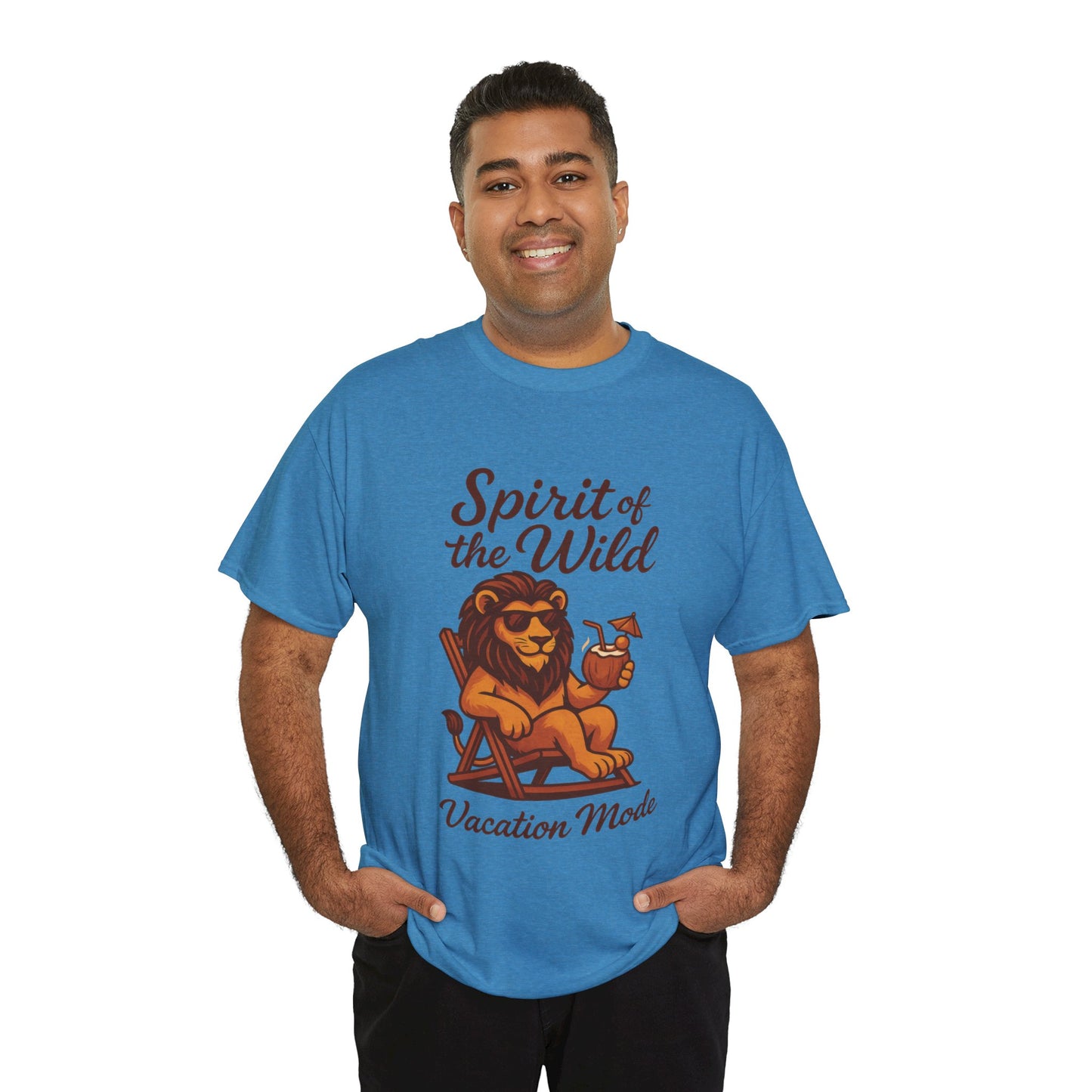 Spirit of the Wild Lion Shirt for Men - Vacation Mode Funny Summer Tee - Relaxed Jungle King Graphic, Vacation Mode, Perfect for Vacations