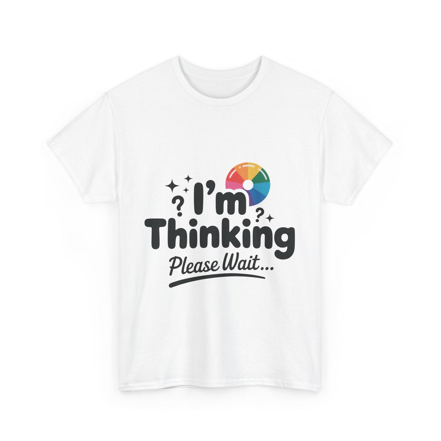 Funny - Im Thinking Please Wait - T-Shirt for Women, Cute Geeky Gift for Introverts, Programmers, Designers, Fun Humor Shirt