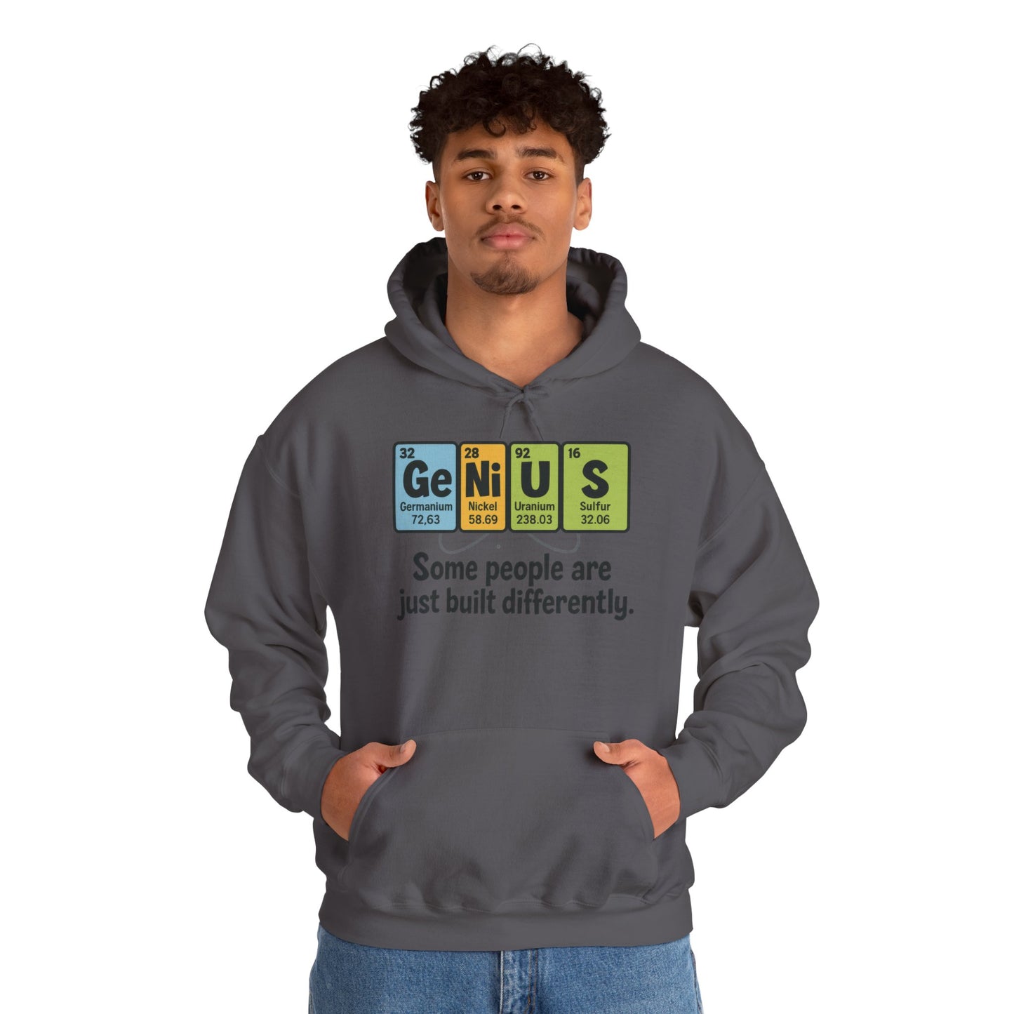 Funny Mens Genius Hoodie, Periodic Table Nerd Sweatshirt, Smart Science Pullover Gift for Him, Science Lover Apparel, Funny Hoodie