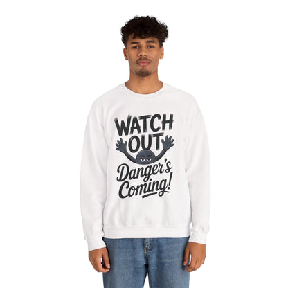 Mens Casual Crewneck Sweatshirt with Warning Message, Funny Gift for Friends, Cozy Layer for Everyone, Great for Halloween, Fall
