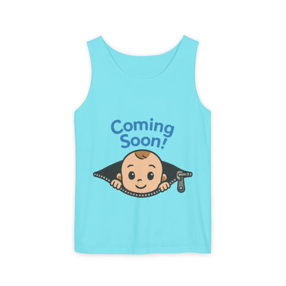 Coming Soon Maternity Tank Top, Cute Baby Boy Pregnancy Announcement Tee, Funny Expecting Mom Gift, Gender Reveal Tee, Baby Shower Top
