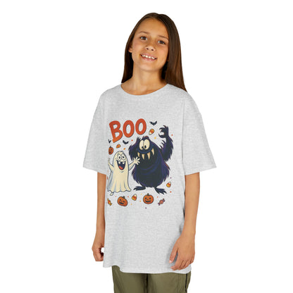 Kids Halloween T-Shirt BOO! Cute Ghost Monster Shirt, Funny Spooky Graphic Tee for Boys Girls, Halloween Costume Gift