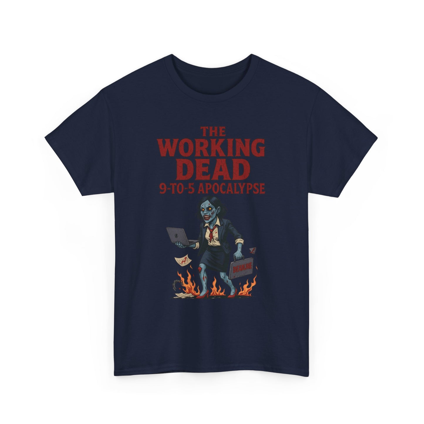 The Working Dead 9-to-5 Apocalypse Women's T-Shirt, Horror Office Zombie Top, Halloween Office Humor