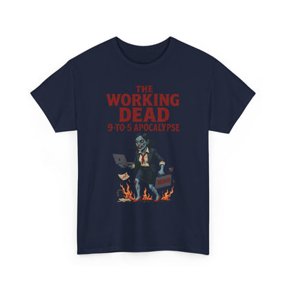 The Working Dead 9-to-5 Apocalypse Women's T-Shirt, Horror Office Zombie Top, Halloween Office Humor