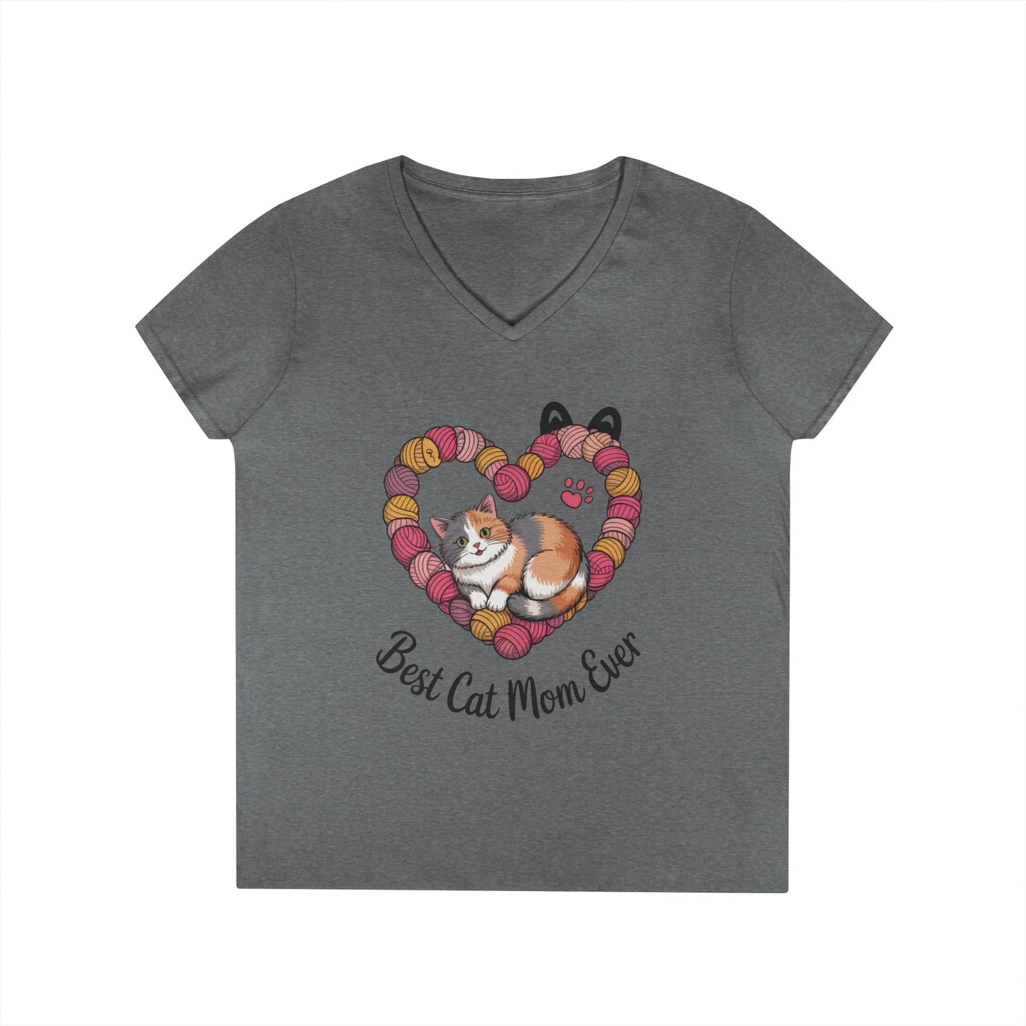 Best Cat Mom V-Neck T-Shirt, Gifts for Cat Lovers, Pet Mom Tee, Cute Cat Shirt, Animal Lover Apparel, Mother's Day Gift