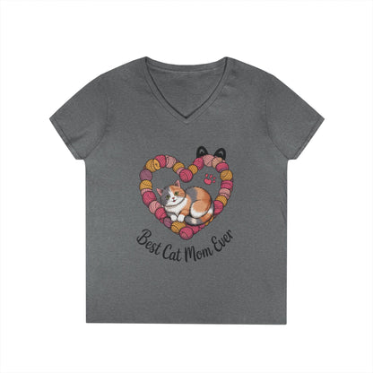 Best Cat Mom V-Neck T-Shirt, Gifts for Cat Lovers, Pet Mom Tee, Cute Cat Shirt, Animal Lover Apparel, Mother's Day Gift