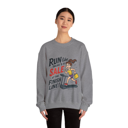 Run Like Theres a SALE at the Finish Line! Womens Sweatshirt, Funny Shopping Pullover, Treadmill Runner Gift for Her, Sale Humor Tee