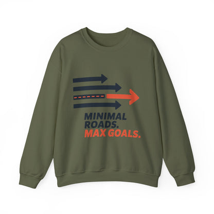 Mens Heavy Blend™ Crewneck Sweatshirt, Minimal Roads Max Goals Motivational Mens Sweatshirt