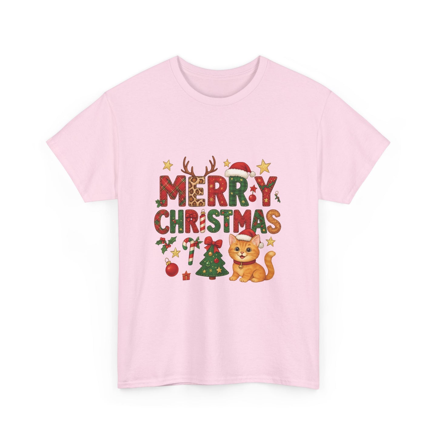 Merry Christmas Cat Shirt, Cute Holiday Cat Lovers Tee for Women