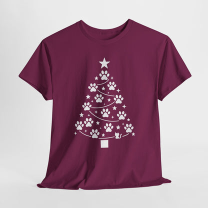 Paw Christmas Tree Women's T-Shirt, Pet Lover Holiday Tee