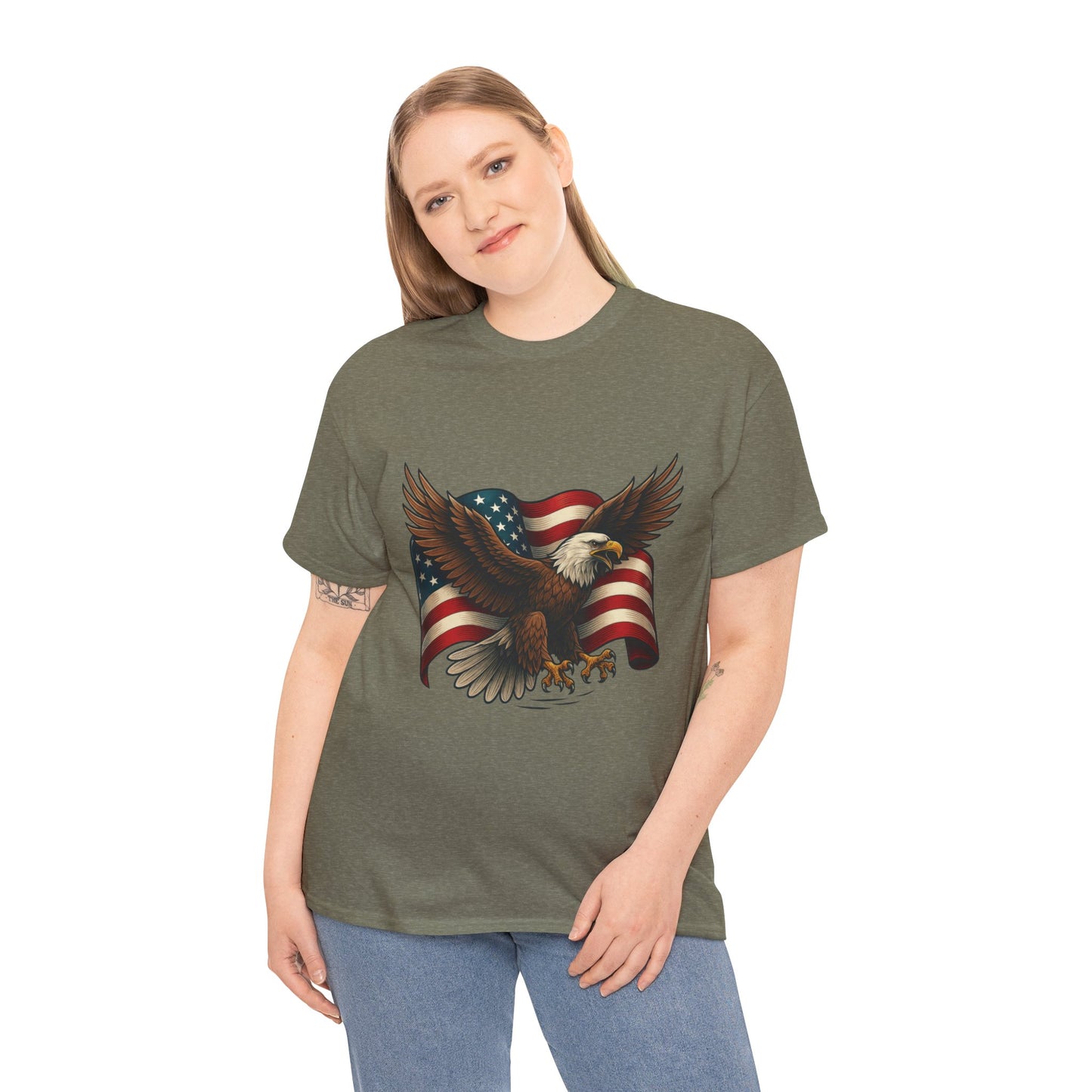American Eagle Graphic Tee, Patriotic T-Shirt, Fourth of July Apparel, Eagle Love Shirt, Unisex Heavy Cotton Tee