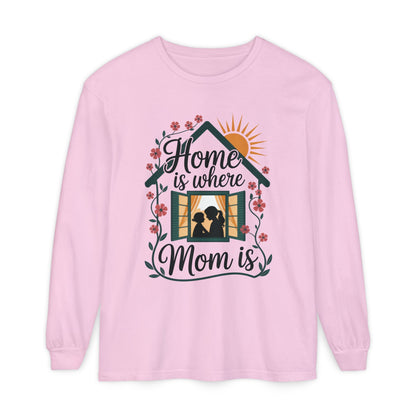 Home Is Where Mom Is Long Sleeve T-Shirt, Mother's Day Cotton Shirt, Cute Family Gift for Mom, Sentimental Mom Gift, mother's day Gift