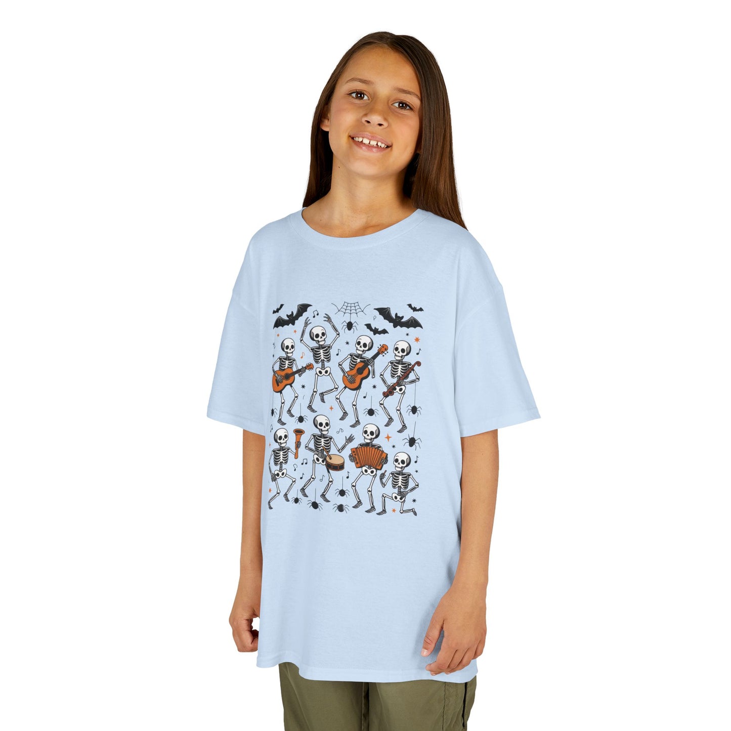 Cute Dancing Skeleton Halloween T-Shirt for Girls Boys, Funny Spooky Band Tee, Kids Halloween Party Top, Cute Fall Outfit Gift