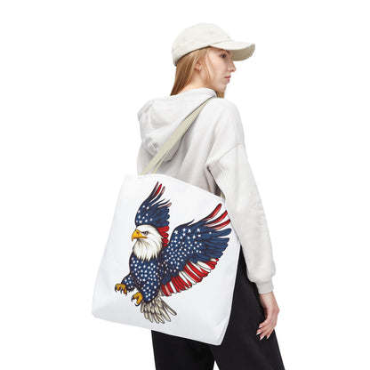 Patriotic Eagle Tote Bag, AOP, Perfect for July 4th, Festivals, Eco-Friendly Shopping, Gift for Nature Lovers, large canvas bag, beach bag