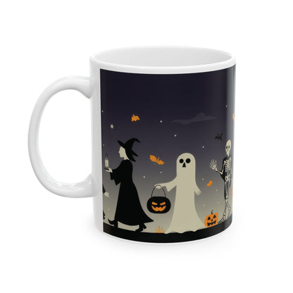 Halloween Night Parade Mug, Witches, Ghosts, Skeletons, Spooky Night Coffee Cup, Gothic Fall Gift for Her - HimCeramic Mug, (11oz, 15oz)