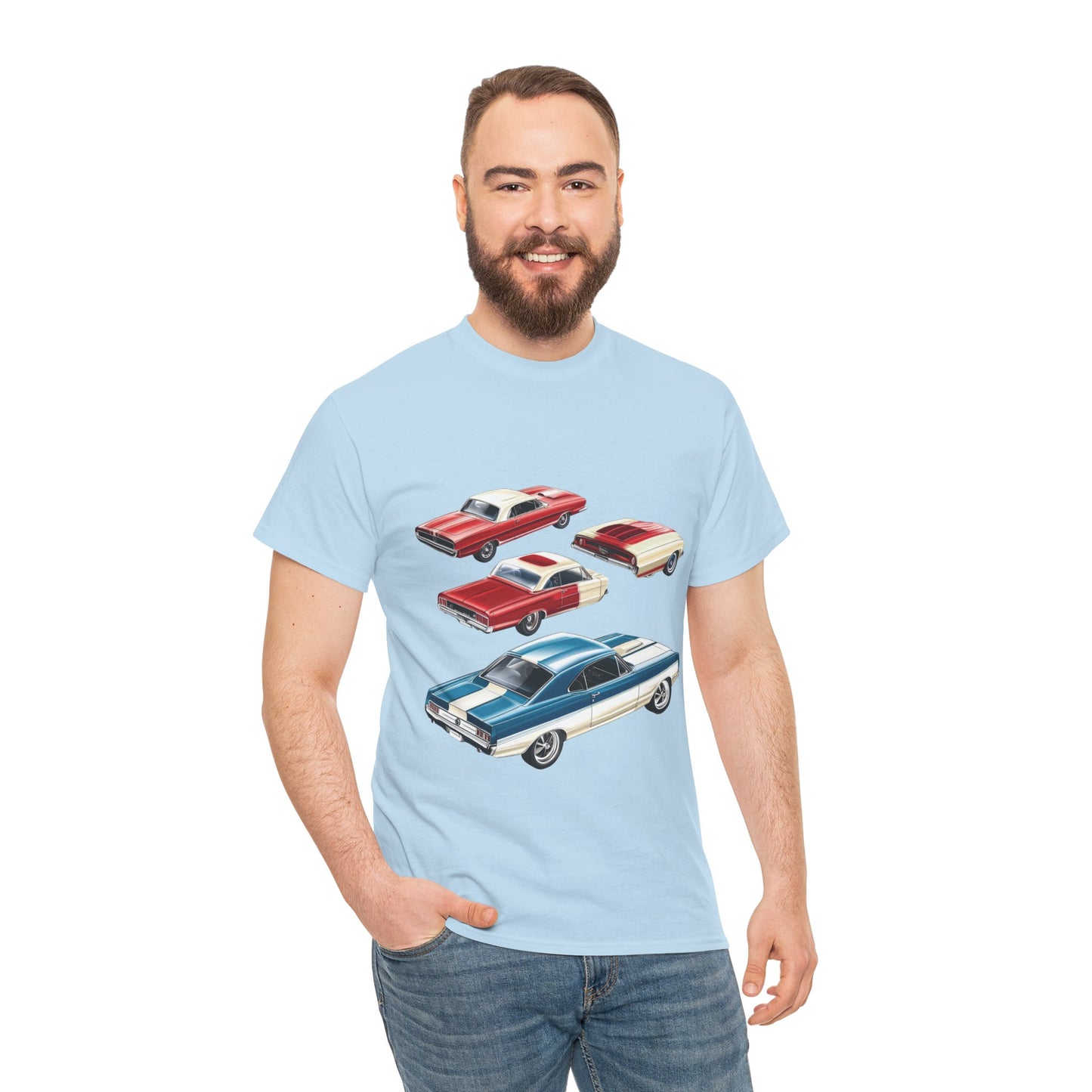 Vintage Muscle Car T-Shirt, Mens Cotton Tee with Retro American Classic Car Illustration, Gift for Car Lovers, Classic Car Graphic Tee