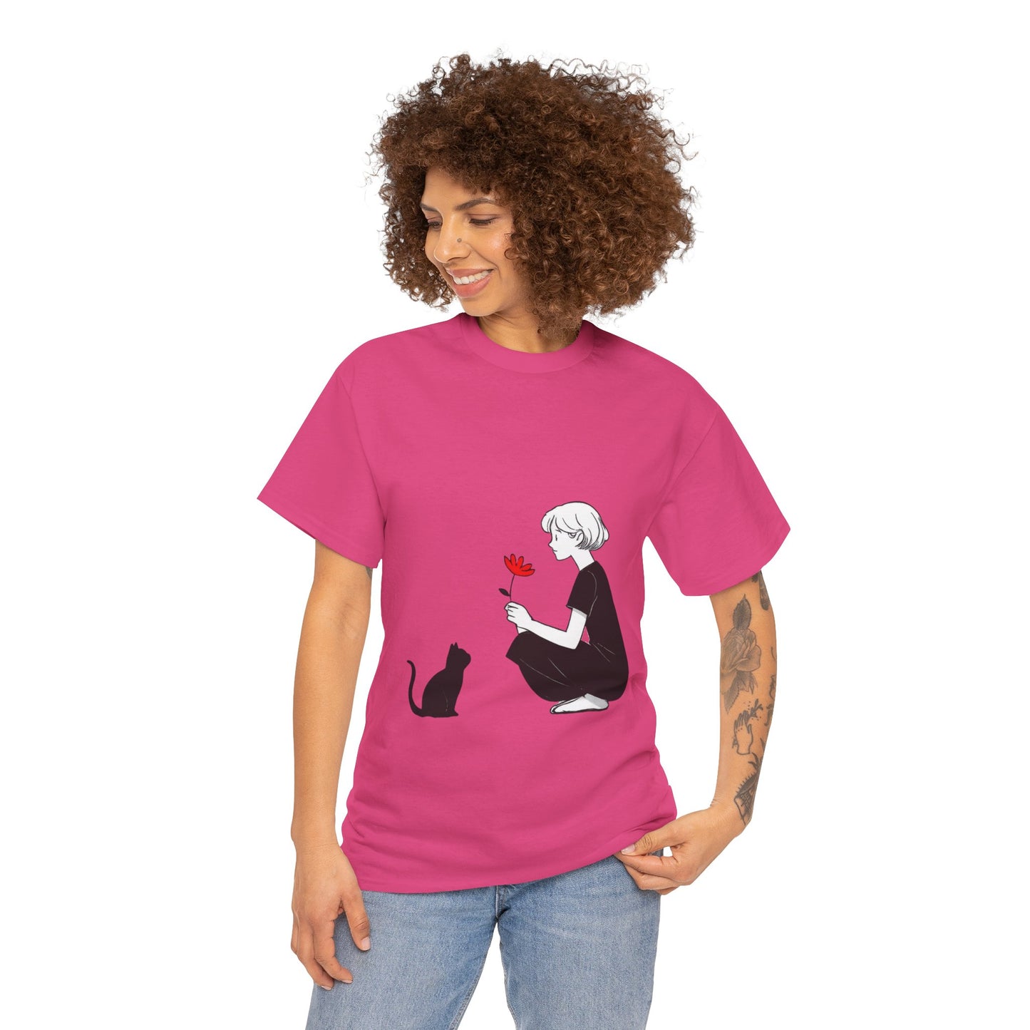 Cat Lover's Heavy Cotton Tee, Cute Cat Shirt, Pet Owner Gift, Animal Lover Apparel, Birthday Gift for Her, Women's Cotton T-Shirt, Cat Lover