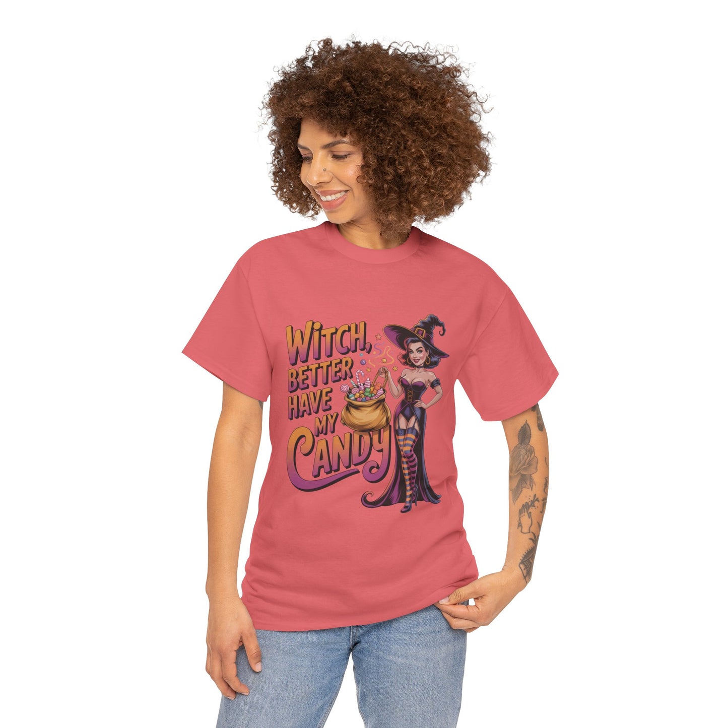 Witch Better Have My Candy Halloween T-Shirt for Women, Funny Spooky Witch Tee, Retro Pin-Up Halloween Shirt, Sassy Fall Party Top